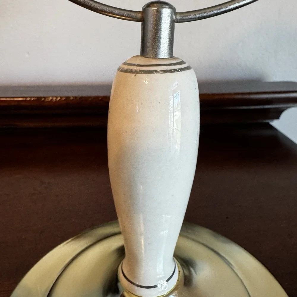 Vintage Two Sided Pedestal Mirror Ceramic Metal 11.75